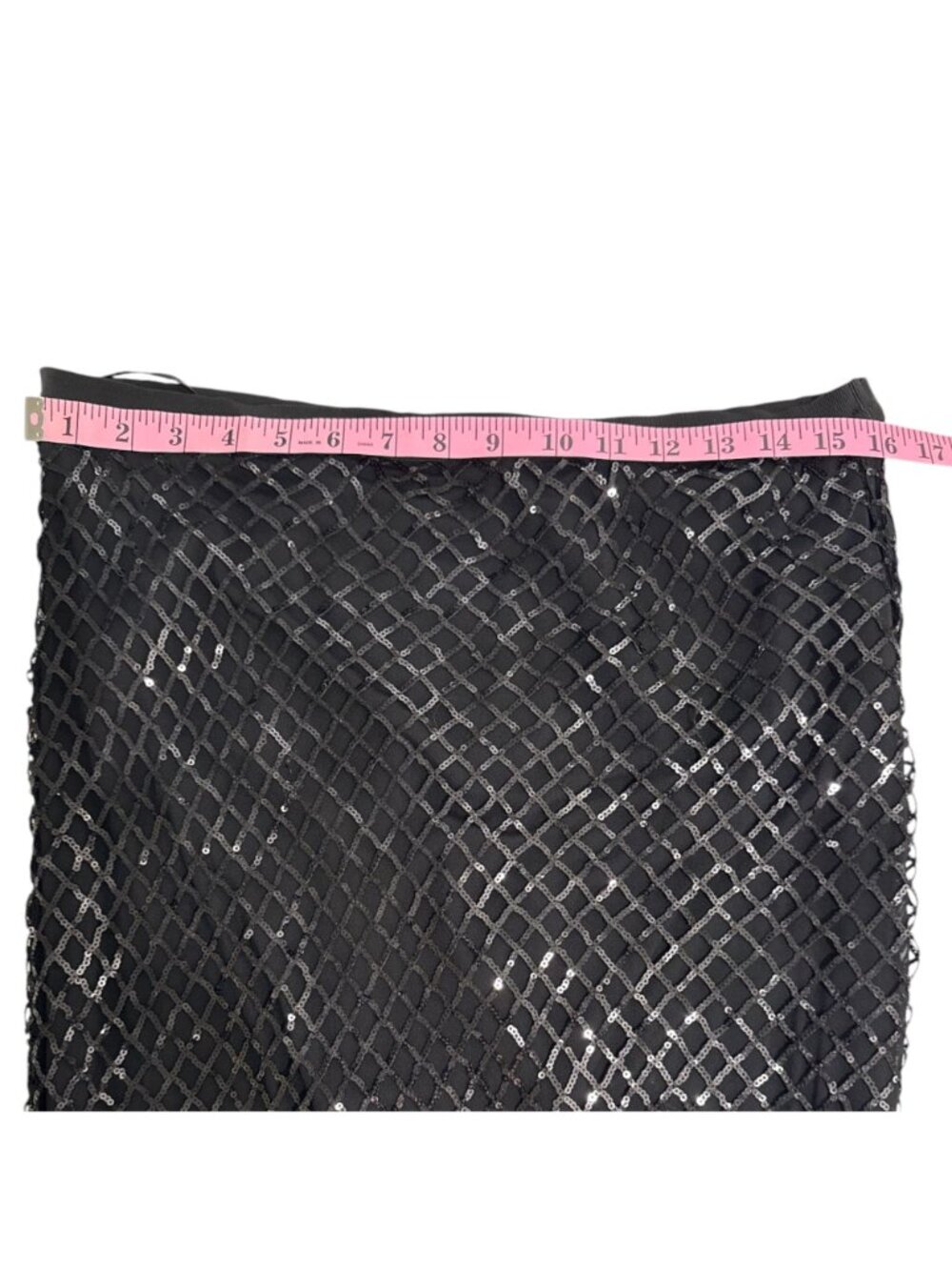 NWT Anthropologie Black See-Through Skirt Built-In Panties Sequin Netting Size L - Picture 7 of 15